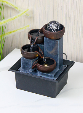 小型家居桌面流水摆件风水球循环水客厅办公桌茶几创意装饰乔迁礼