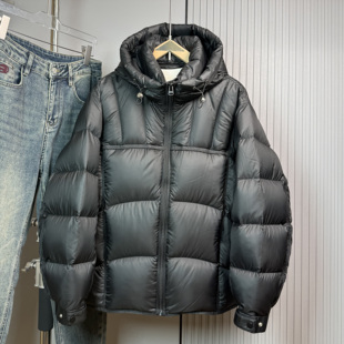 2025男士冬季新款90白鸭绒加厚连帽羽绒服宽松时尚百搭防寒面包服