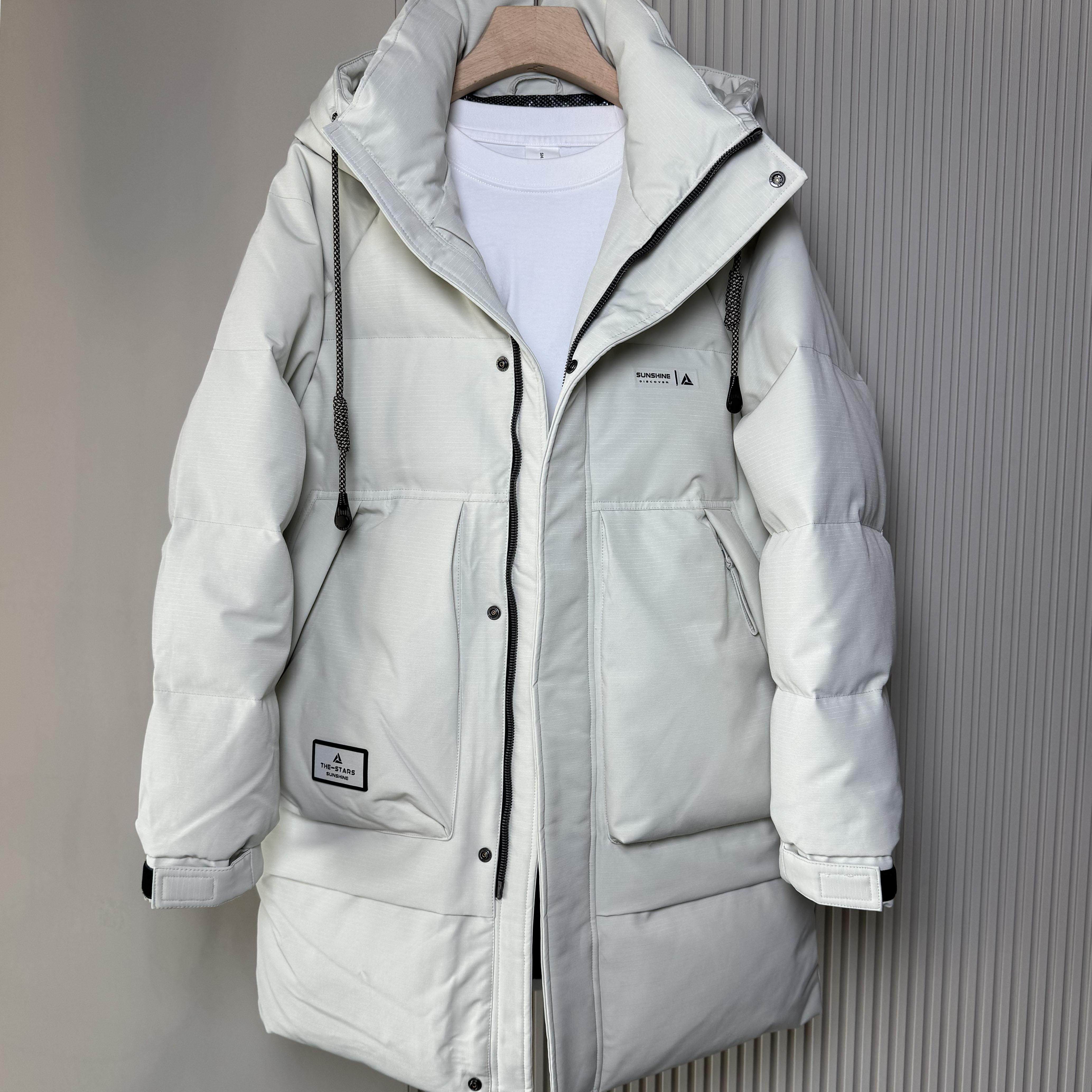 2024冬新款男中长款连帽羽绒服时尚潮流百搭90鸭绒加厚保暖冲锋衣