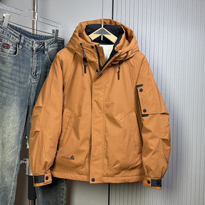 2025年男士冬季新款连帽羽绒服时尚潮流保暖防风90白鸭绒工装外套