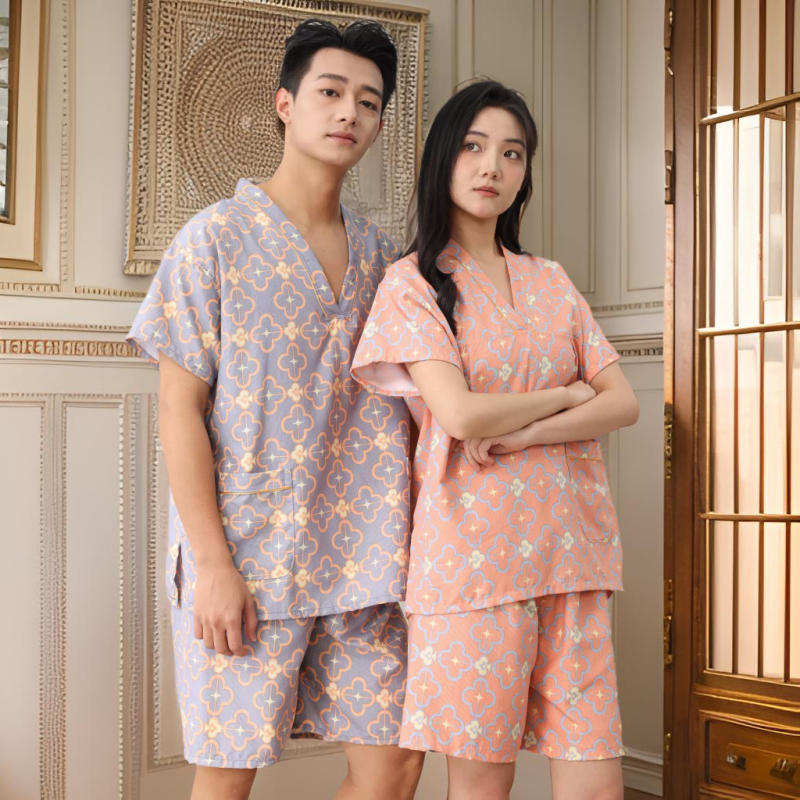 高档汗蒸服女纯棉睡衣水汇洗浴中国新足浴店按摩服男汤泉桑拿服