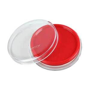 齐心印泥印台B3716红色圆形印台印尼盒透明外壳直径82MM财务办公用品文具