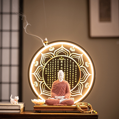 陶瓷释迦牟尼佛佛像家用释迦摩尼佛摆件瓷如来佛祖禅意家居装饰灯