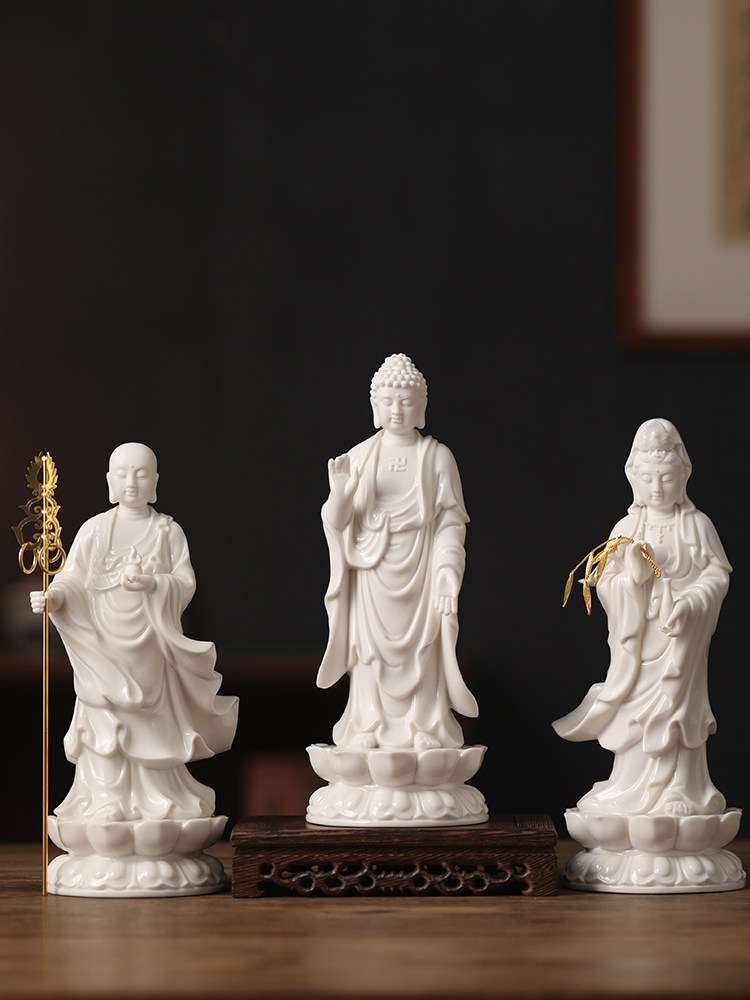 陶瓷摆件婆娑三圣神像释迦摩尼佛观音佛像地藏王菩萨站立像莲花座,家居饰品,桌面摆件,淘宝优惠券,粉丝福利购,淘宝优惠卷