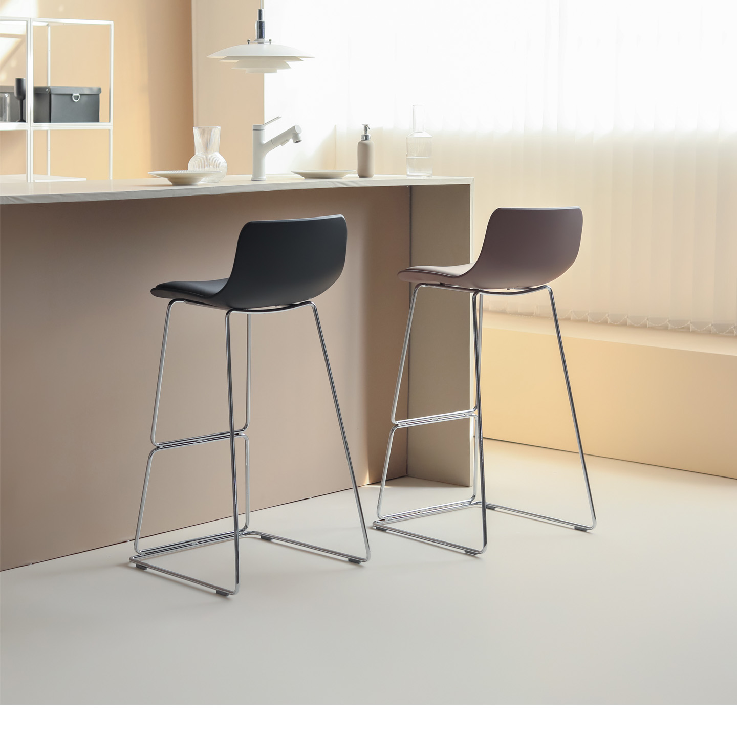 北欧创意时尚靠背高脚凳子设计师款轻奢个性吧椅餐厅咖啡厅吧台椅