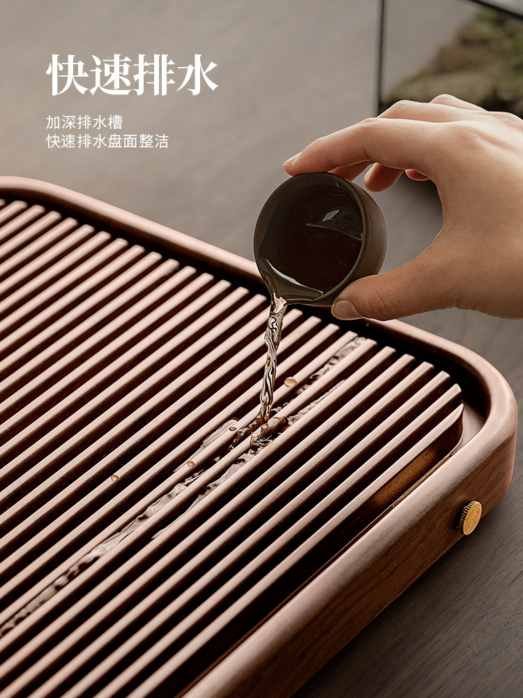 德式高端竹制电木纹茶盘家用实木茶托盘办公室专用茶具泡茶台套装