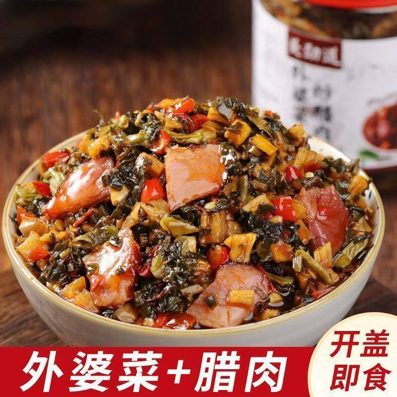 湖南瘦腊肉外婆菜香辣下饭菜瓶装酱菜拌饭梅干菜小菜咸菜罐装