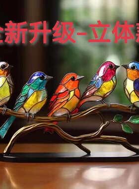跨境爆款 亚马逊立体小鸟摆件家居装饰摆件百花小鸟金属家居装饰