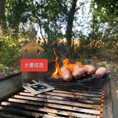 跨境爆品Stainless Steel BBQ Sausage Holder户外人形烧烤香肠架