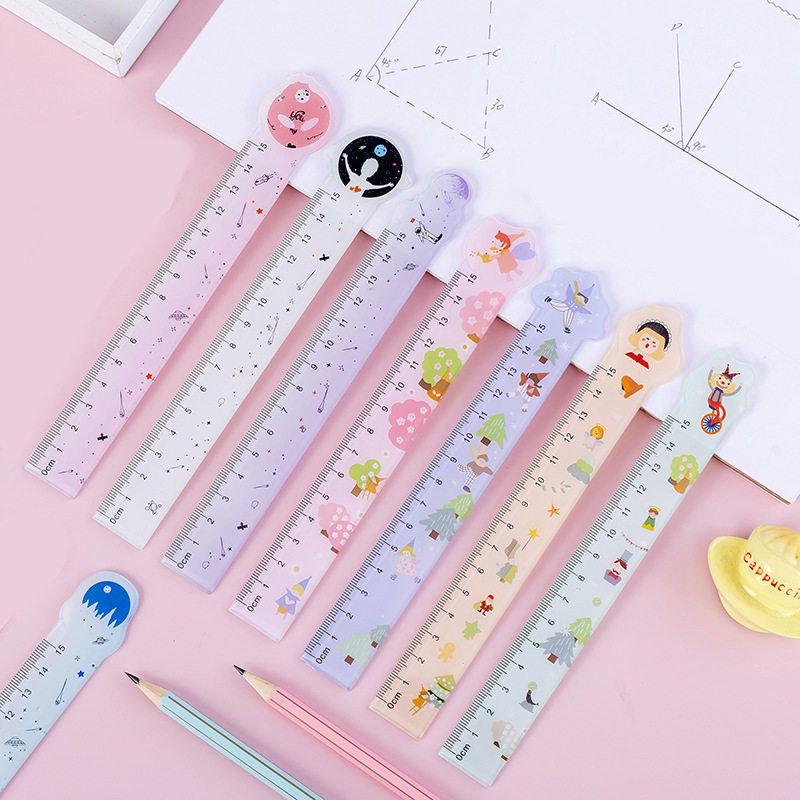 旭凤文具尺子小学生直尺带刻度儿童礼品女可爱透明塑料尺15cm