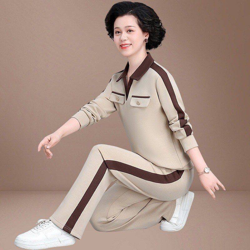 跨境中年妈妈卫衣休闲两件套洋气2024新款中老年运动服套装女春秋,男装,中老年上装,淘宝优惠券,粉丝福利购,淘宝优惠卷