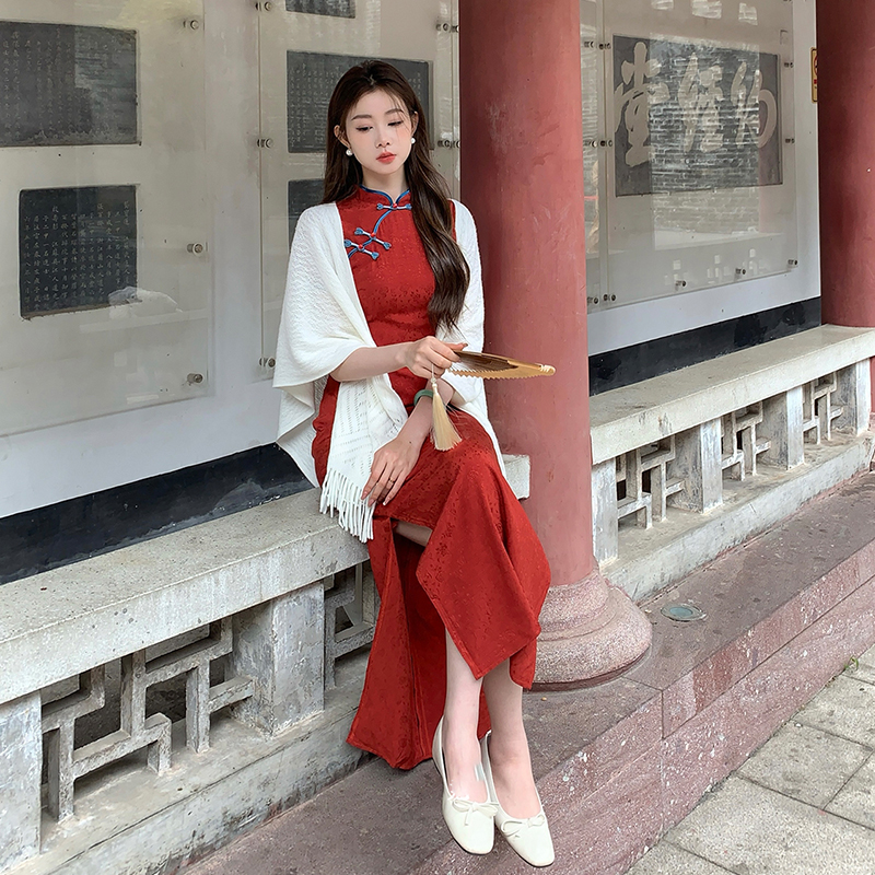 中国风红色旗袍2025新款女新中式高端礼仪高考平时可穿连衣裙夏季