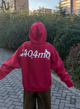 秋冬红色百搭字母刺绣连帽卫衣女2026新款加绒宽松潮牌情侣装外套