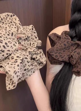复古豹纹大肠发圈女气质高级感超大头绳扎头发秋冬发饰法式复古女