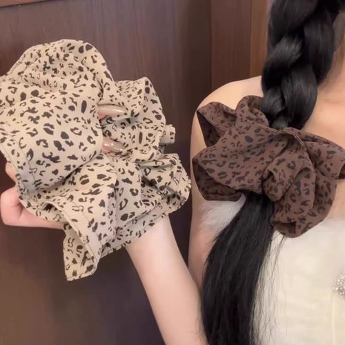 复古豹纹大肠发圈女气质高级感超大头绳扎头发春夏发饰法式复古女