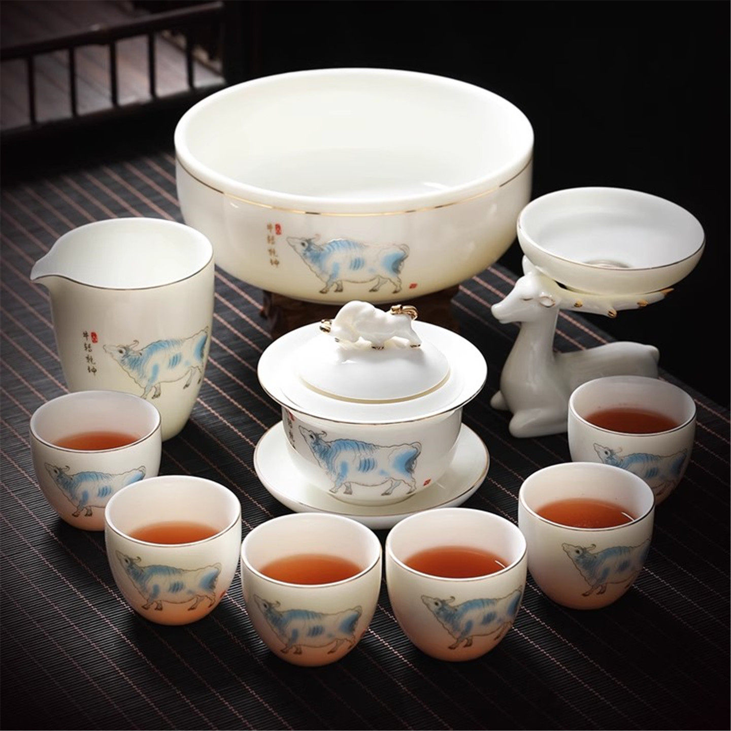 2023新款茶具套装家用功夫盖碗茶杯高端羊脂玉白瓷一套全套大全壶