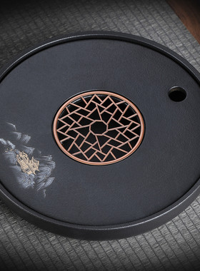 茶盘干泡茶台家用2025新款储水式功夫陶瓷圆形茶具小湿泡托盘精致