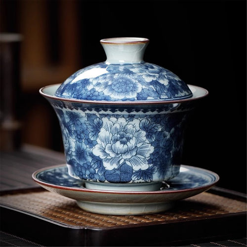 盖碗茶具不烫手开片可养高档