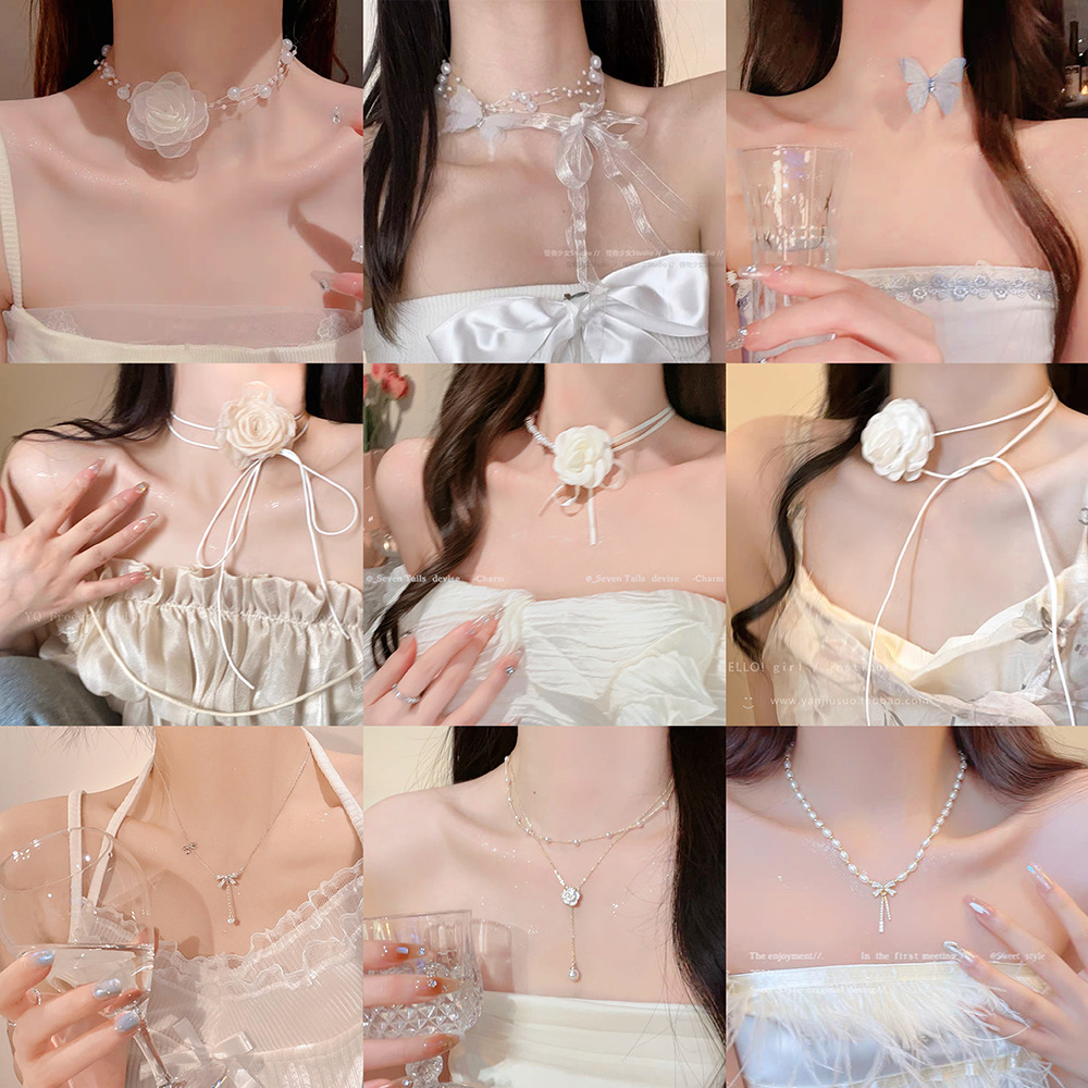 超仙山茶花珍珠项链女2025春夏新款choker锁骨链轻奢高级感项饰