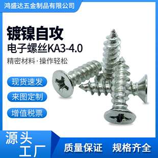 工厂直供精密电子螺丝KA3 4.0镀镍自攻螺丝小螺丝平头十字小螺丝