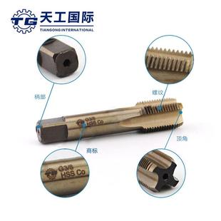 天工工具高速钢M35含钴全磨制机用不锈钢丝锥圆柱管螺纹直槽丝锥