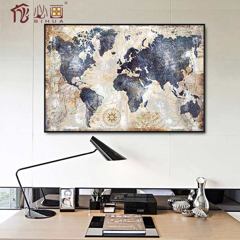 厂家直销 办公室装饰画沙发墙壁装饰北欧挂画黑白地图抽象画,家居饰品,油画,淘宝优惠券,粉丝福利购,淘宝优惠卷
