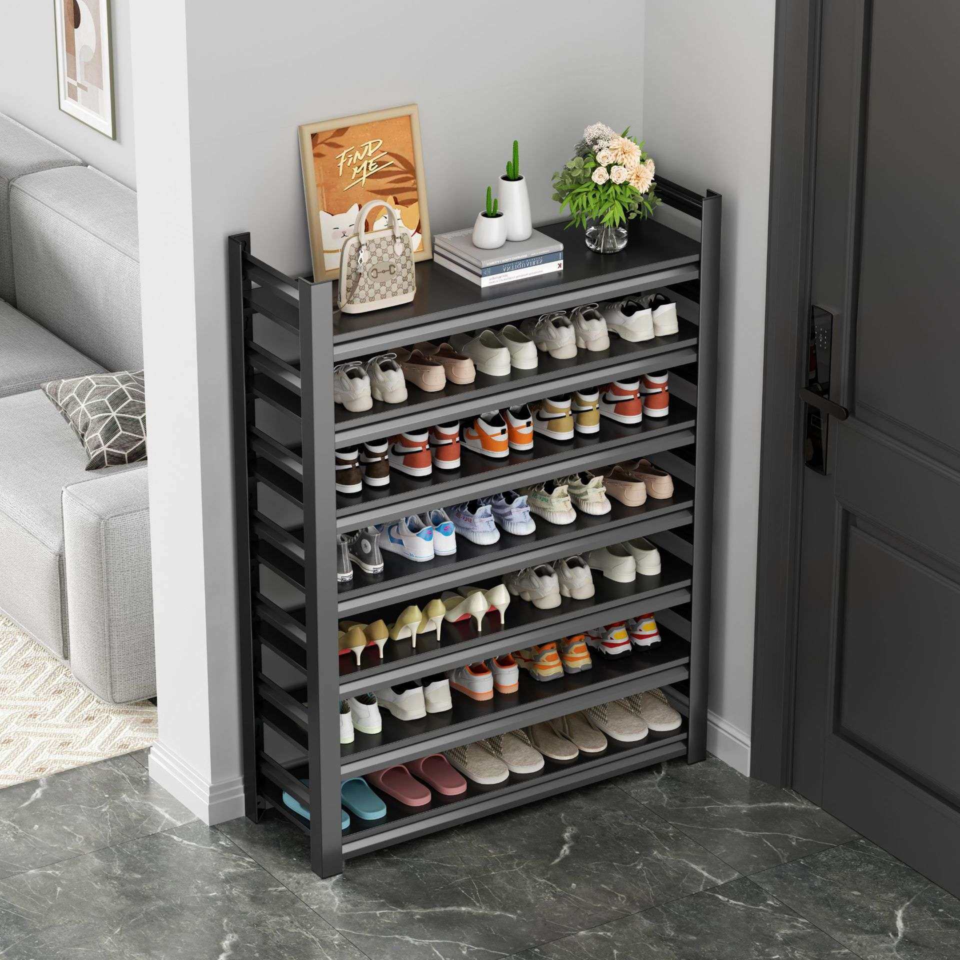 钢制鞋架简易鞋架家用门口收纳神器入户玄关门后鞋柜摆件放置多层,收纳整理,鞋子收纳架,淘宝优惠券,粉丝福利购,淘宝优惠卷