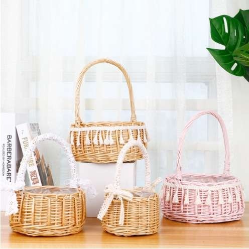 藤编柳编草编手工编织花篮手提水果鸡蛋多肉插花花盆花童野餐小篮,家居饰品,花篮,淘宝优惠券,粉丝福利购,淘宝优惠卷