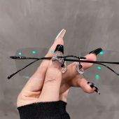 超轻钛专业定制无框眼镜女近视变色眼镜男可配度数钻石切边超轻潮