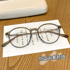 2026新款超轻tr90茶色眼睛框架防蓝光变色眼镜近视复古素颜镜丹阳