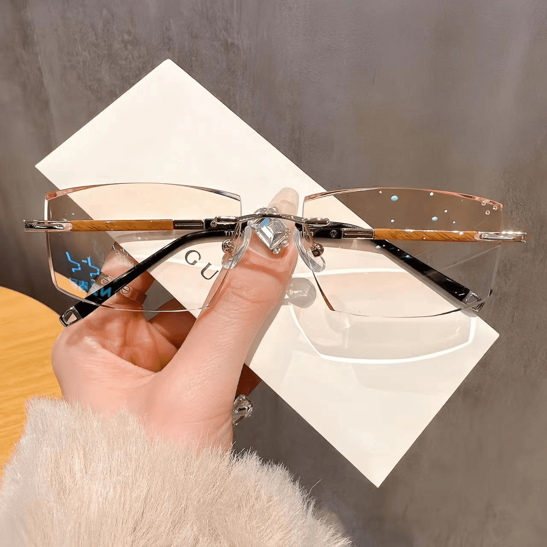 超轻无框眼镜男款商务近视可配度数无边纯欲小方框防蓝光变色眼睛