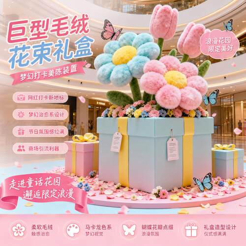 巨型毛绒花束礼盒梦幻花园打卡