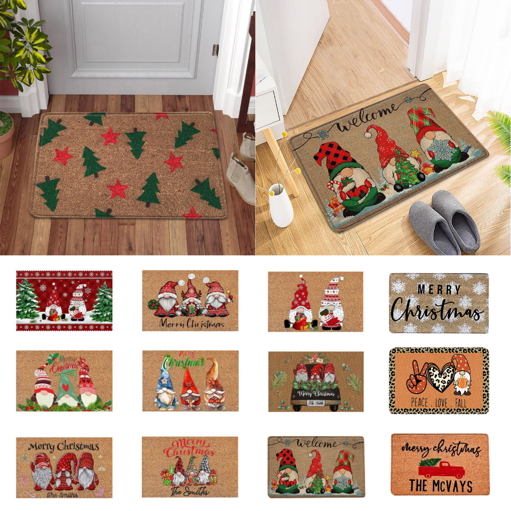 Christmas Floor Mat Non-Slip Entrance Floor Carpet Door Deco