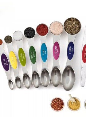Magnetic Measuring Spoons Set Dual Sided Teaspoon Tablespoon