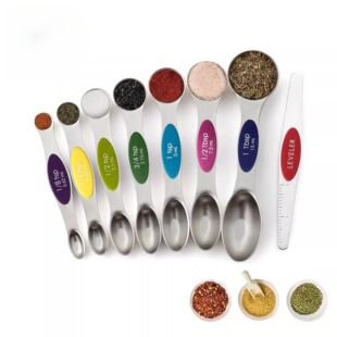Magnetic Measuring Spoons Set Dual Sided Teaspoon Tablespoon