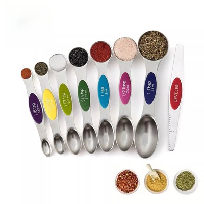 Magnetic Measuring Spoons Set Dual Sided Teaspoon Tablespoon