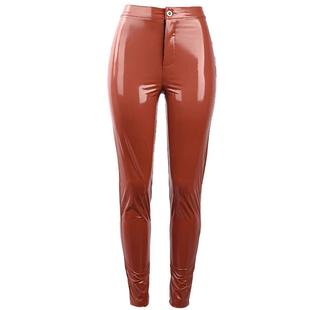 leather ladies wrapped Womens hip pants tight mirror long