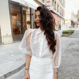 sleeves shirt for women see lantern sexy stand through Tops