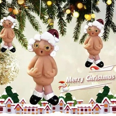 2/4PCS Christmas Funny Naked Santa Claus Hanging Pendant Mal
