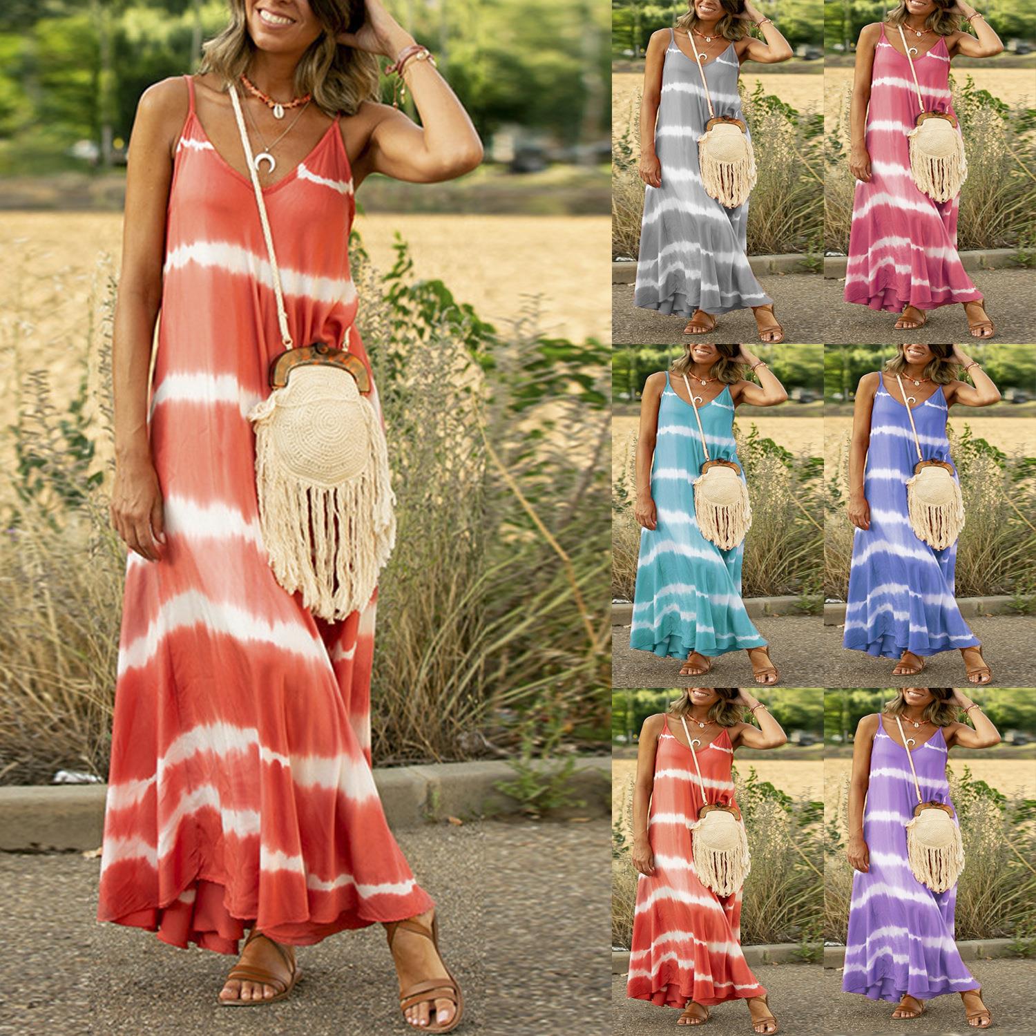 Dress Womens Loose Skirt Long Size Plus Striped Skirt