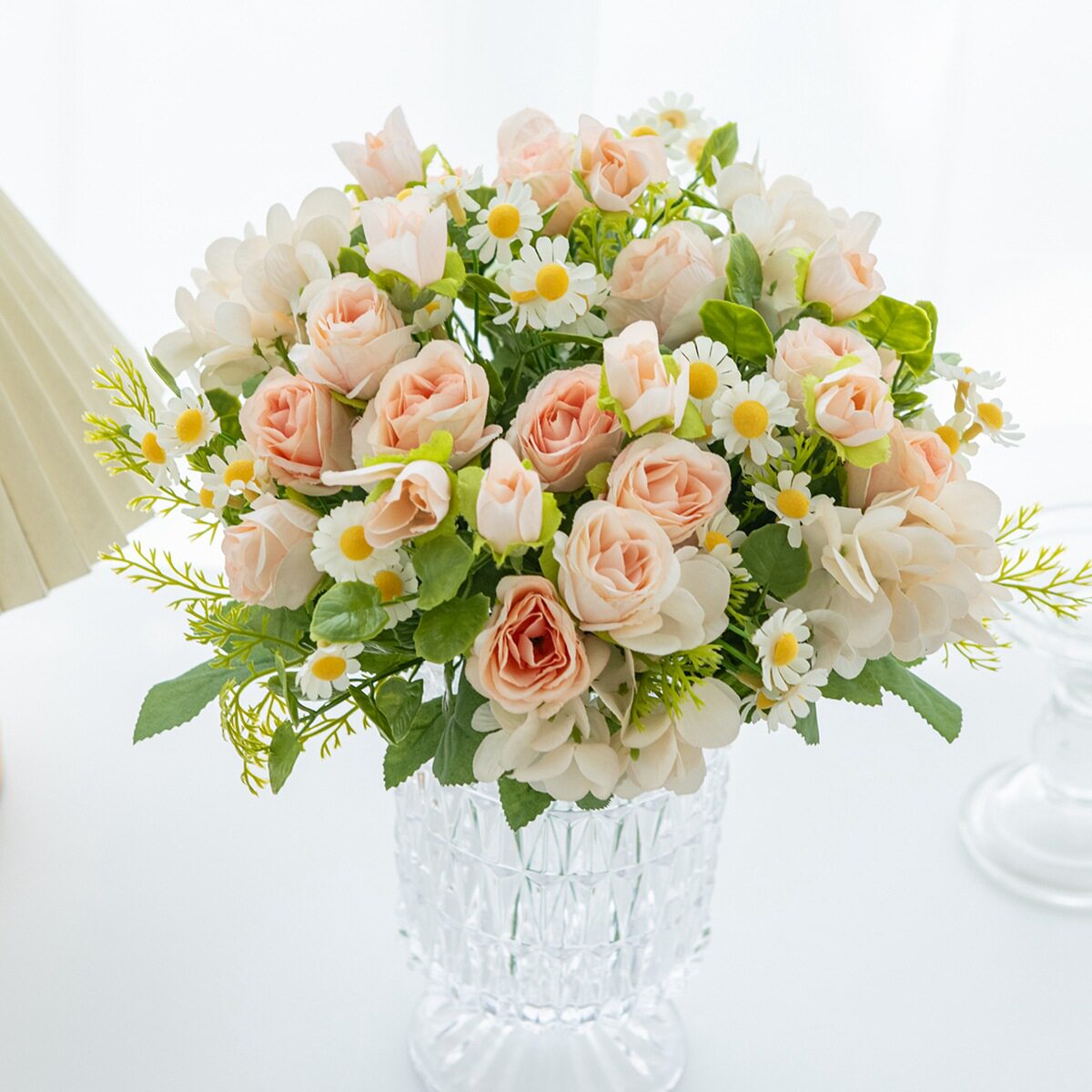 新品仿真玫瑰韩式把束香妃玫瑰花家居婚礼玫瑰花束跨境装饰花绢花