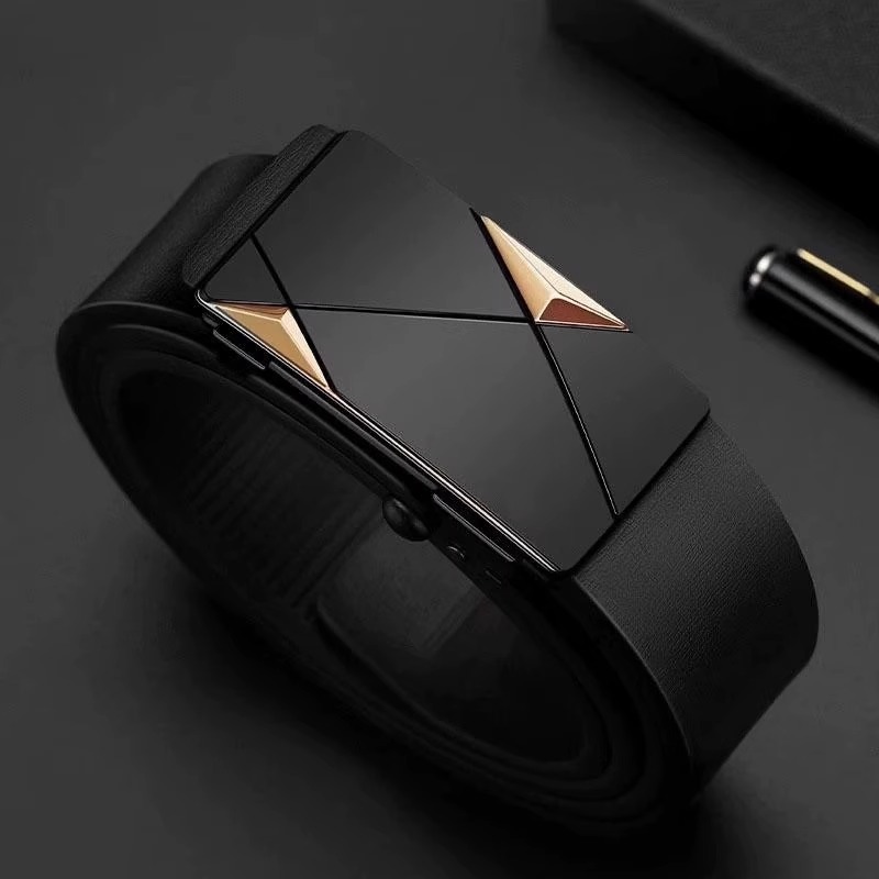 男士时尚无牙自动扣皮带男青年潮流百搭休闲腰带简约个性商务裤带