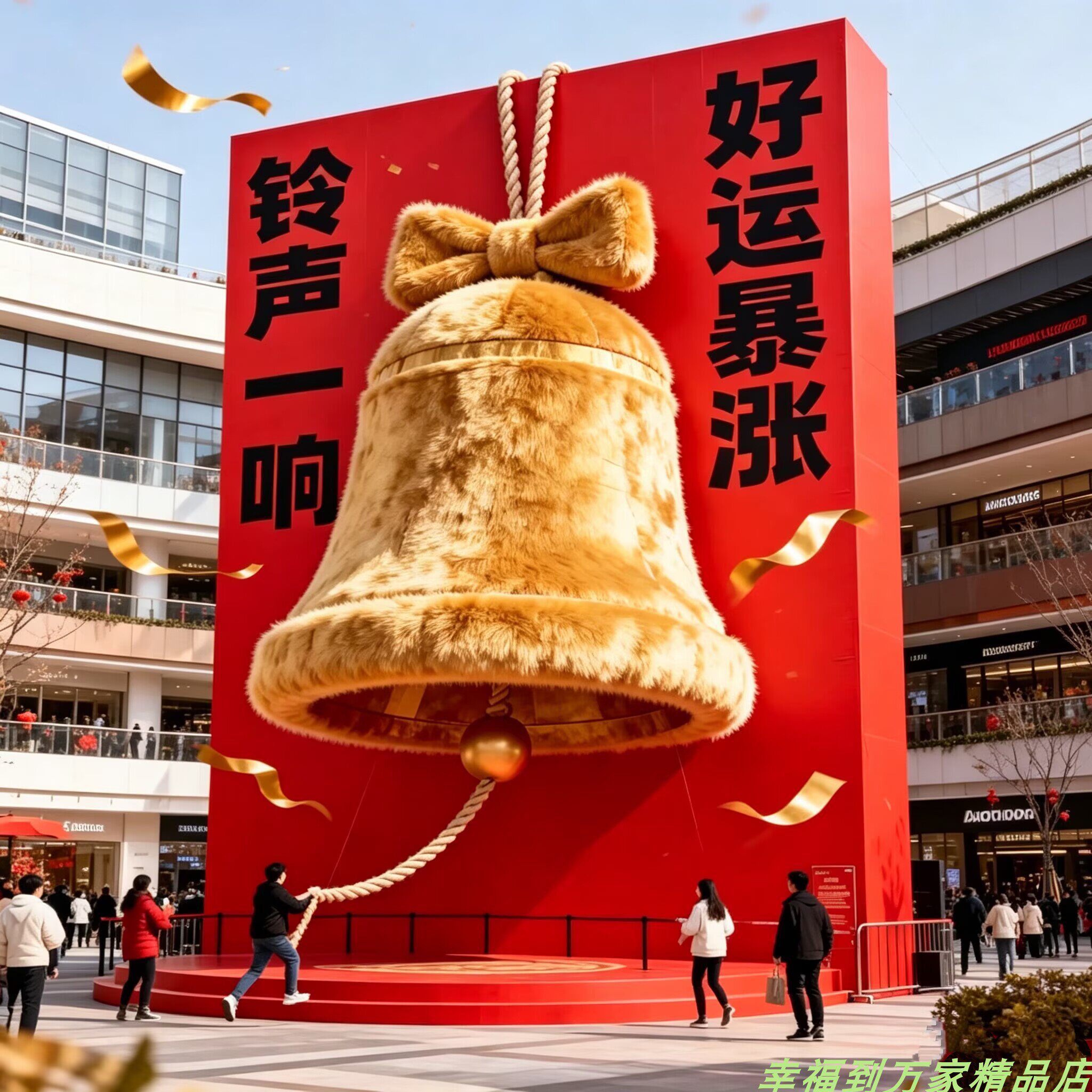 红色毛绒大铃铛网红打卡摆件图片