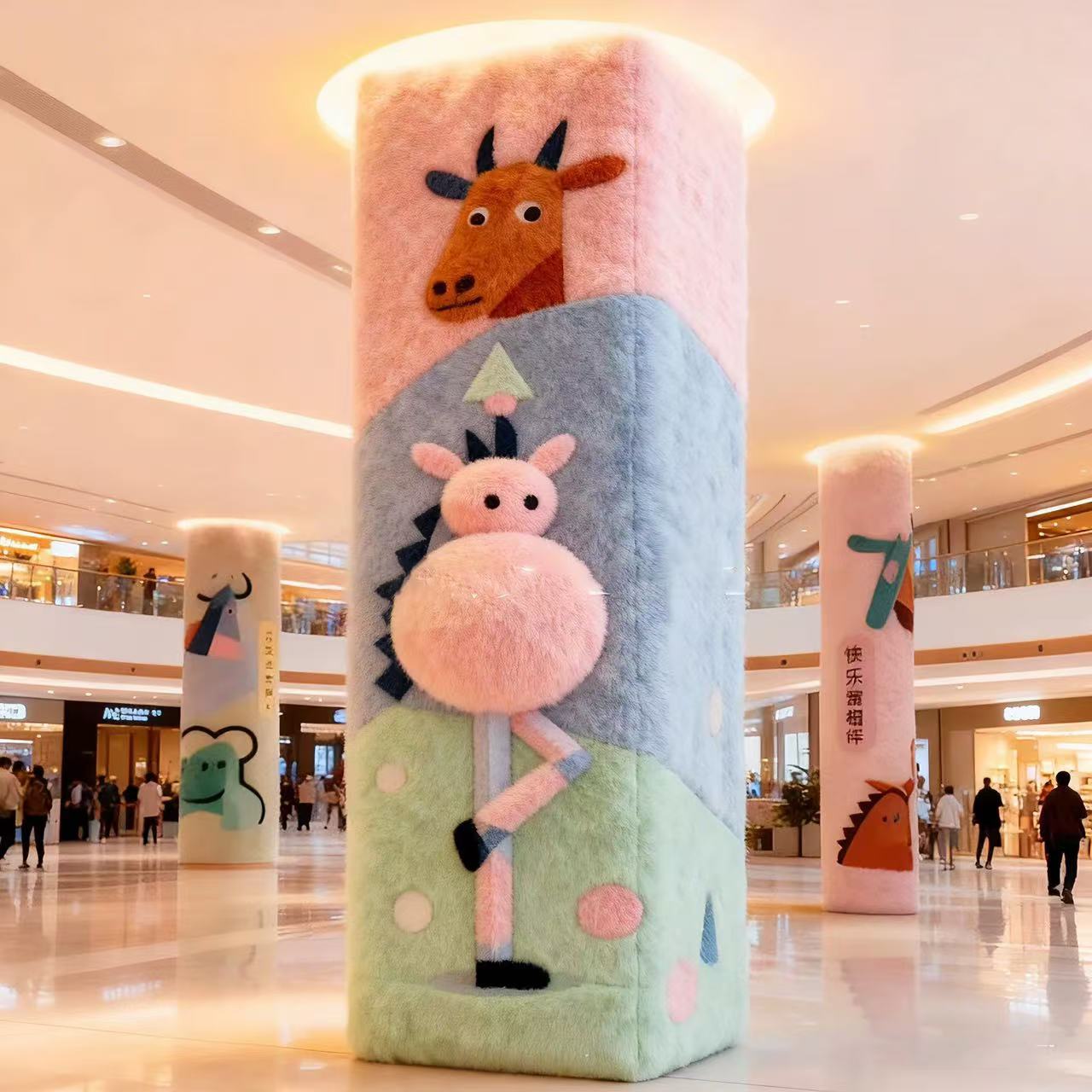 2026马年毛绒柱子装饰品春节拍照