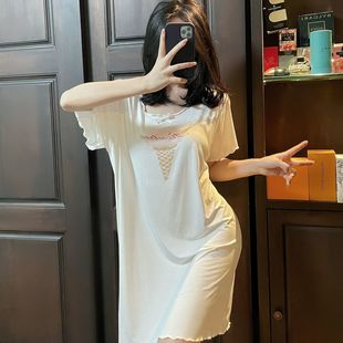 夏季 睡裙少女莫代尔日系冰激凌甜美卡通宽松短袖 圆领家居服薄款