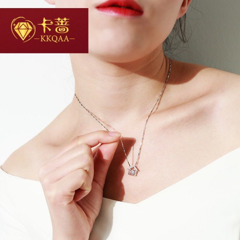 KKQAA2020年新款跳动的心银项链女潮锁骨链吊坠会动镶施华ZW1121