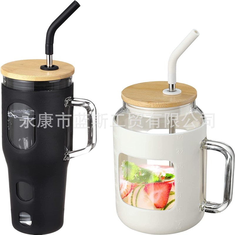 实力工厂供应热销高硼硅玻璃汽车杯大容量户外冰霸杯带硅胶套