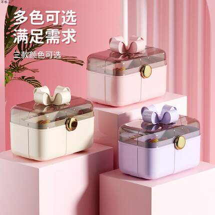 防尘带盖咕创意儿童收纳盒贴纸家用女孩咔发卡发饰首饰盒可爱双层
