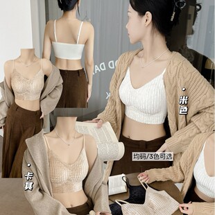 早秋V领丝绒新款吊带背百固定抹胸穿美12601杯女外美感搭显内衣