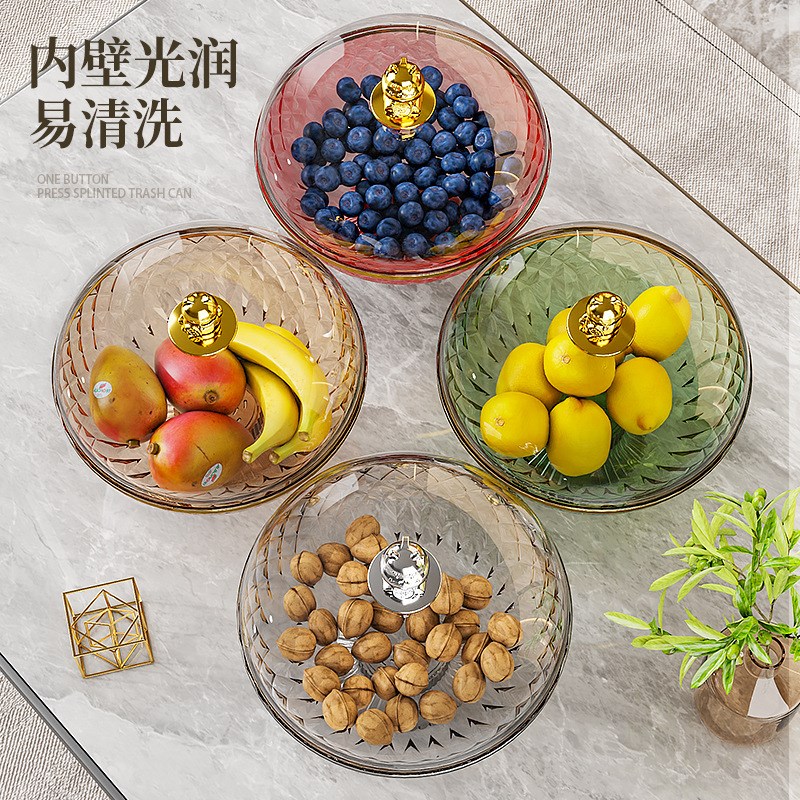 新封密款果盘家用客水茶几沥水厅果蓝轻奢带盖防尘干果坚果盆